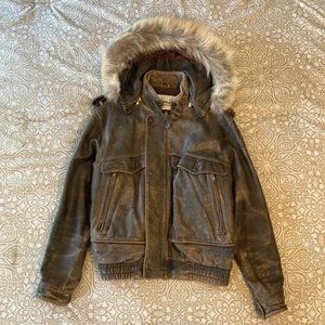 Vintage WILSONS Leather Aviator Bomber Jacketw/ Removable Hood Men’s Sz XL (42)